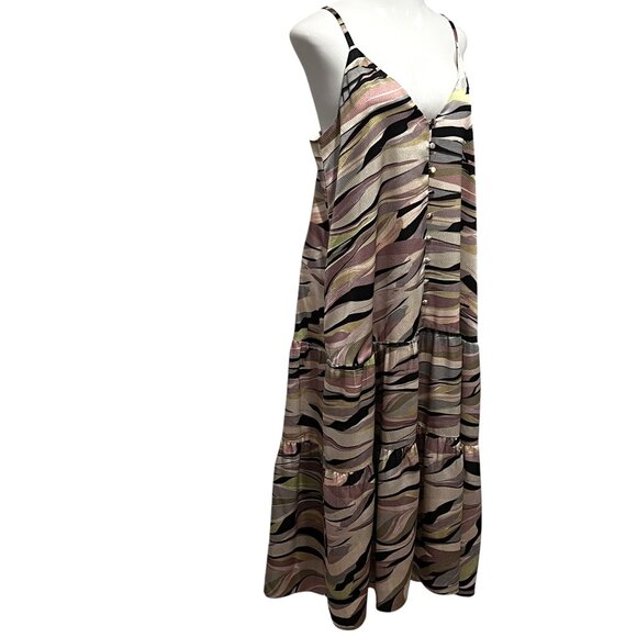 Ted Baker Zebra Print Tiered Midi Dress, Dusty Pink, 8/10 US - Picture 8 of 11